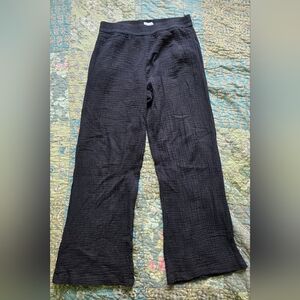 mate Organic cotton gauze Women's Black Wide-Leg Lounge Pants